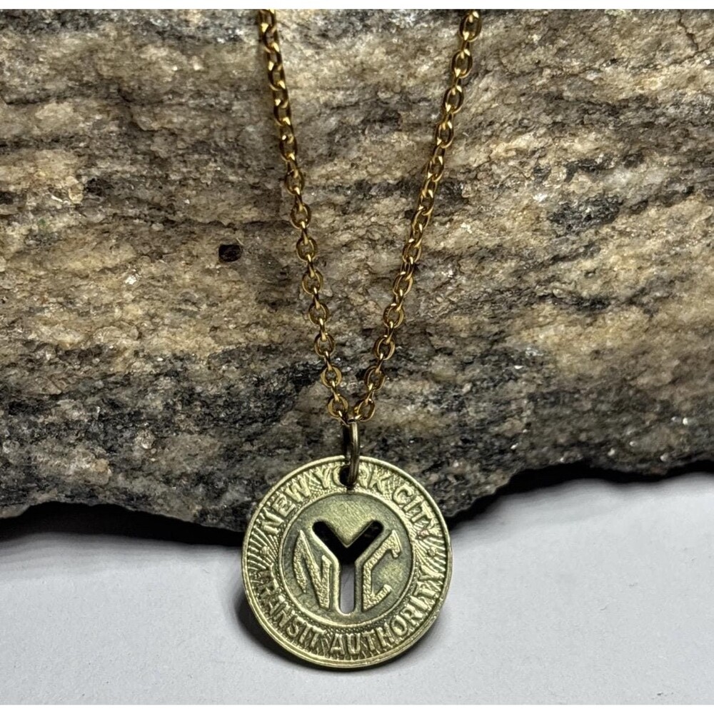 Authentic Small Y NYC Subway Token on Gold Plate Chain NYC Gift. Wear History!
